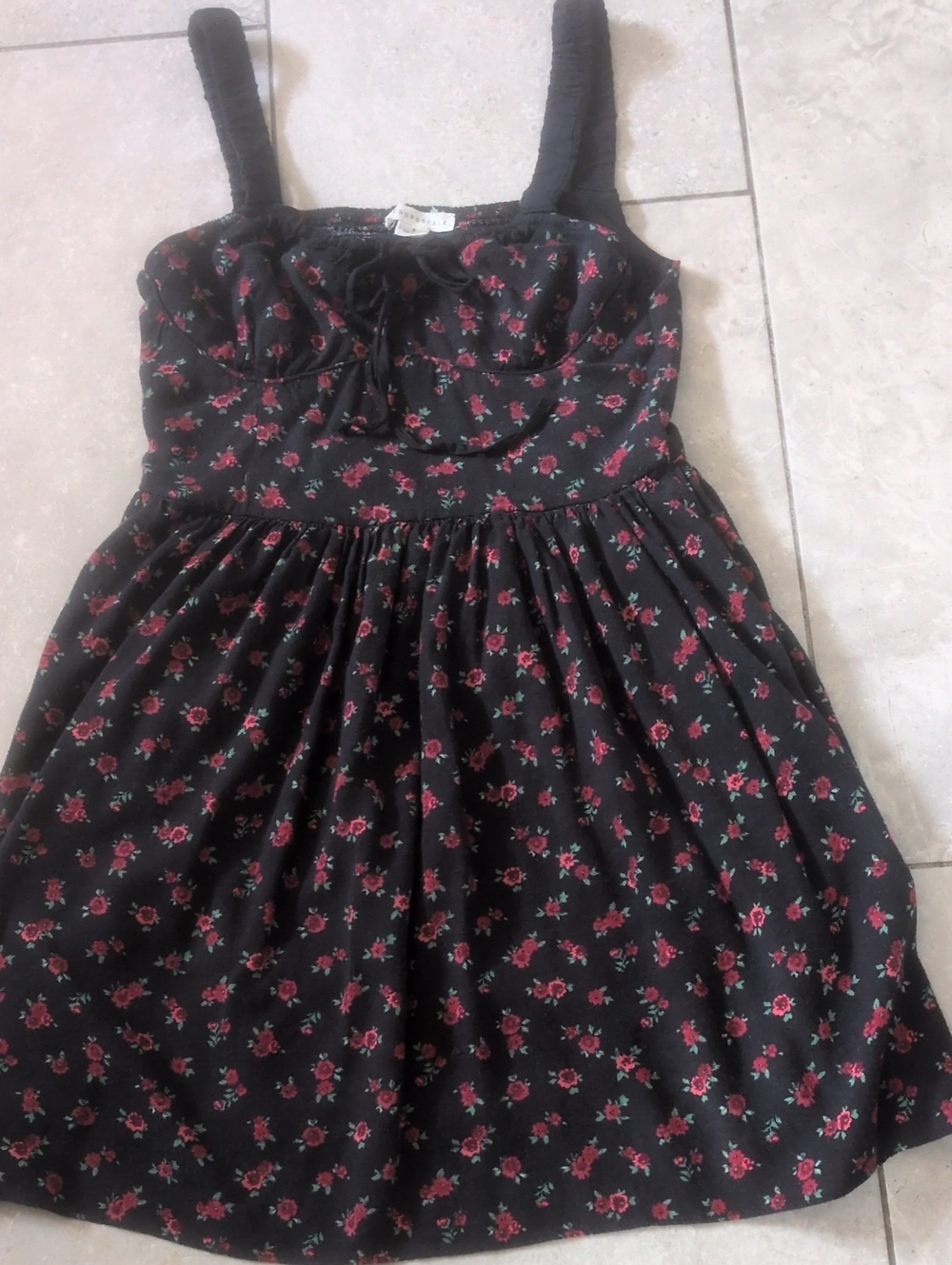 Kids Floral Black Sundress with Rose Print